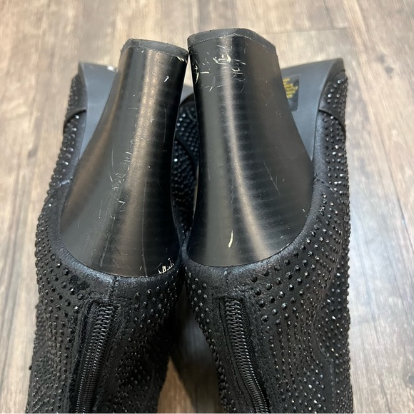 Soda Black Ankle Boots Rhinestone Studs Cowboy Booties Zipper Winter Party Eve 8 - Picture 10 of 13